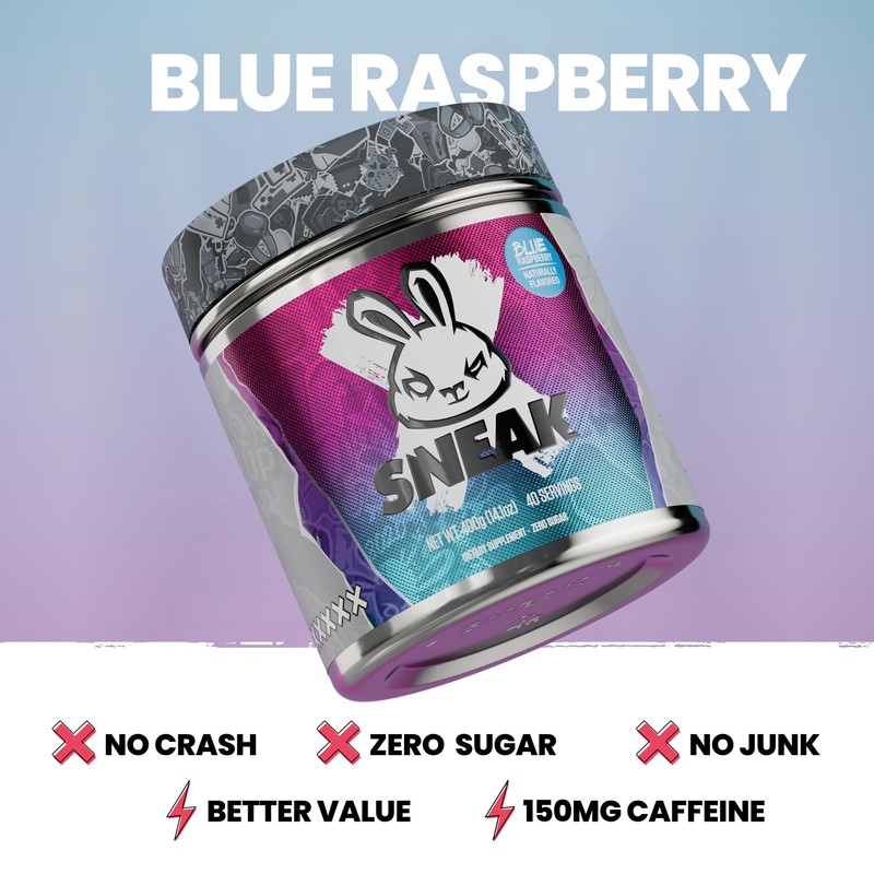 SNEAK Energy Drink Powder | Blue Raspberry | No Sugar.