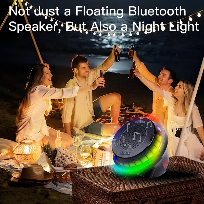 EMPERSTAR Floating Speaker for Pool with Colorful Lights, IPX7 Waterproof