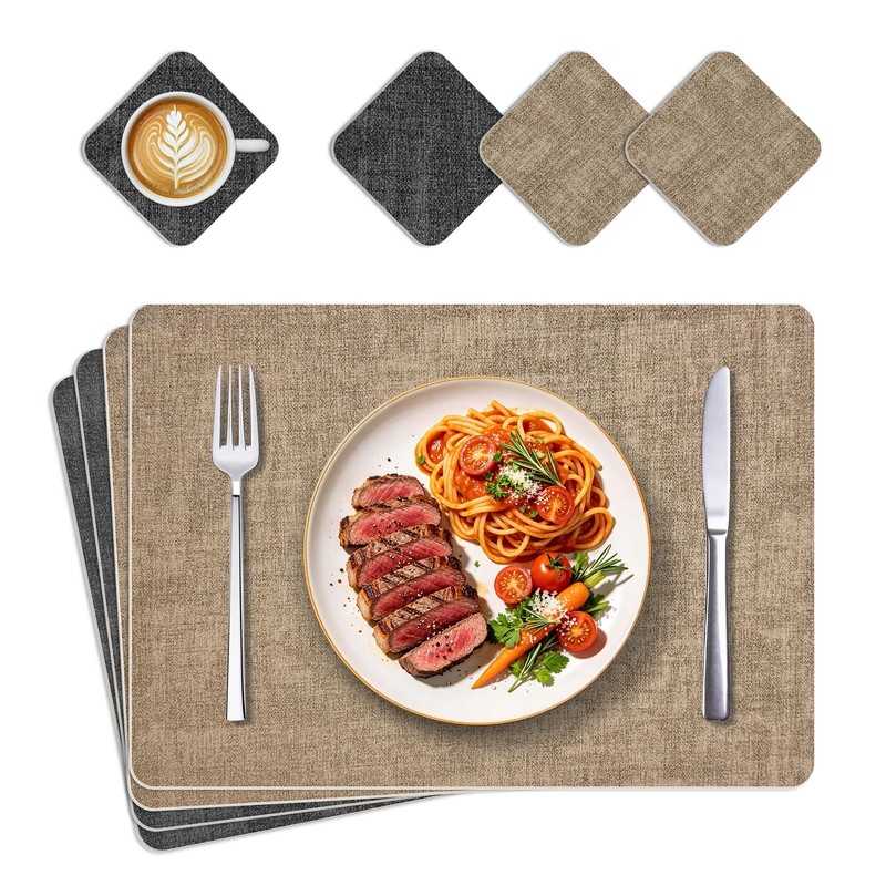 KitchenBoss Tovagliette Colazione e Sottobicchieri, Set da 4 Tovagliette Americane