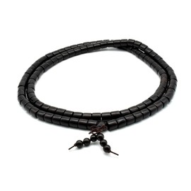 Zen Dear Unisex Natural Ebony Buddhist Prayer Bead Necklace Bracelet Tibetan Prayer Mala Beaded Black (08mm 108Bucket Beads)