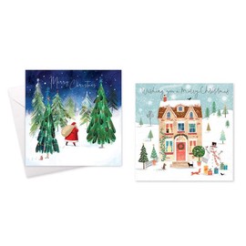 Pack Of 10 Christmas Greeting Card 10 Square Cards Random Design