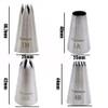 Tumtanm Professional Large Piping Nozzles, 4pcs Stainless Steel Seamless Icing