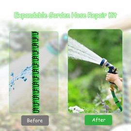 FUATY Expandable Garden Hose Repair Kit, 3 Sets Dual-Channel Flexible Garden Hose Connector Female Male Repair Accessories Fits for Rubber Fabric Water Pocket Hose 25 50 75 100 FT