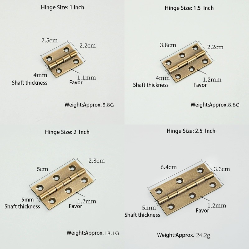 Leliafleury 8Pcs Folding Door Hinges 25mm(1 inch) Brass Butt Hinge