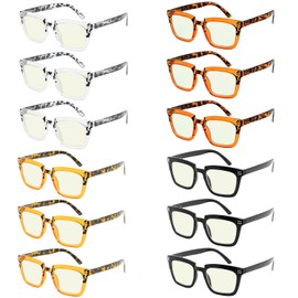 Eyekepper 12 pack Blue Light Blocking Reading Glasses Square Computer Readers for Women +0.50