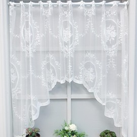 Short Curtain Modern Panel Curtains Living Room Curtain Short White Lace Panel Curtain Balcony Door Curtains Translucent Curtains 100 x 150 cm