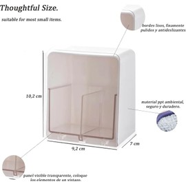2pk Tarro de bastoncillos de algodón transparente. Caja de almacenamiento de bastoncillos de algodón,bathroom organizer con Divisores. Bolas de algodón, palitos de hilo y sales de baño.