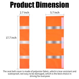 4 Packs Orange Seat Belt Cover High Visibility Safety Seat Belt Cover Reflective Seat Belt Covers for Cars Trucks Seat Belt Compliance 17.7” x 2.7”