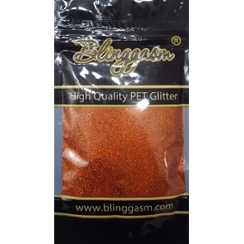 Blinggasm Premium Solvent Resistant Polyester Glitter 3.5 oz by Weight .008 or .015 for Tumblers Decoration Crafts Nails Cosmetics Body Paint (Holographic #8 LB400 Orange, .015 (1/64") 3.5 oz)