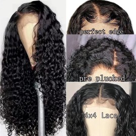 Era Curly Lace Front Wig Human Hair 4X4 Lace Closure Human Hair Wigs For Black Women Brazilian Glueless Wigs Human Hair Pre Plucked with Baby Hair Natural Hairline 24inch