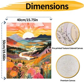 YALKIN Paint by Numbers Adults, Paint by Numbers, DIY Landscape with Brushes and Acrylic Paints, Hand Painted Oil Painting Canvas for Home Decor, Without Frame (40 x 50 cm)