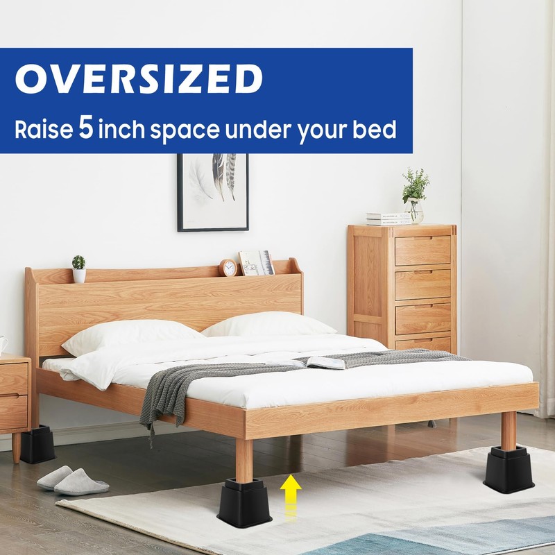 MixDora Bed Risers 5 Inch Heavy Duty Furniture Risers Square