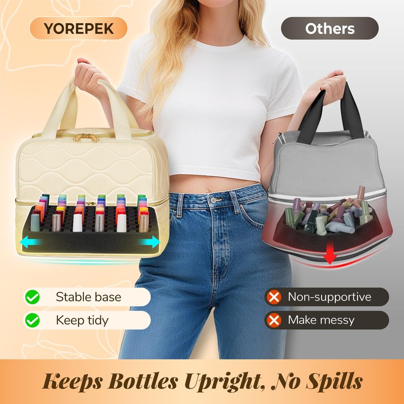 YOREPEK Nail Polish Organizer Case Holds 42+ Bottles (15ml/0.5 fl.oz),