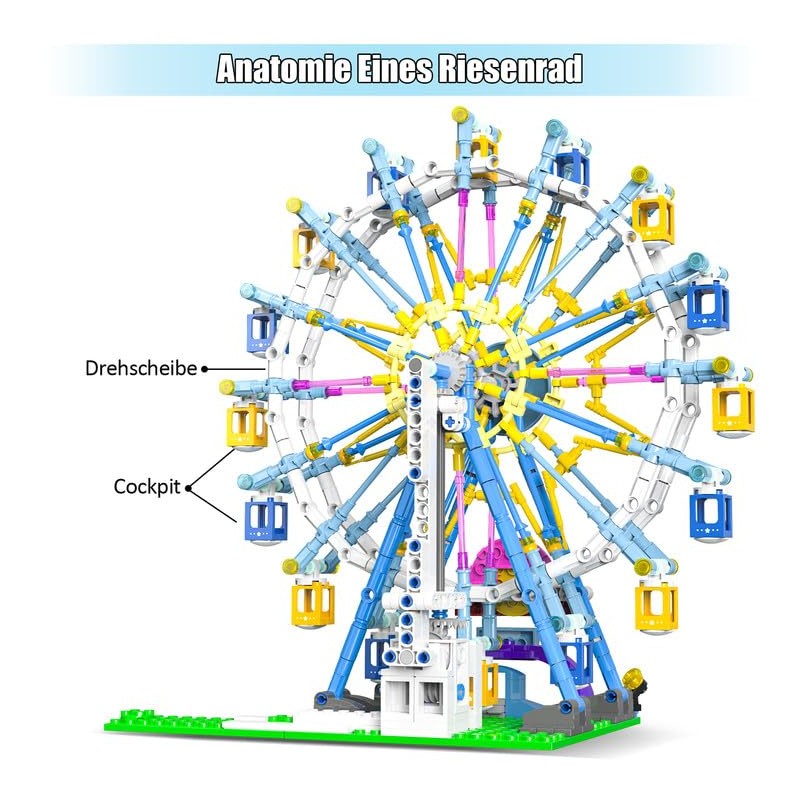 JDMDKB Rotating Ferris Wheel Building Blocks Kit, with Lights, Amusement