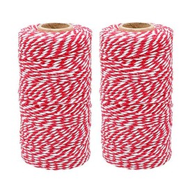 G2PLUS 2x100M Red and White String Twine, 2MM Craft Cotton Thread Durable Twine Perfect for Baking, Butchers, DIY Crafts and Handmade Arts