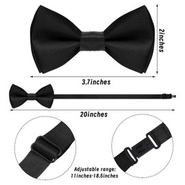 Bskifnn Kids Suspenders Bow Tie Sets Classic Solid Color Toddler Suspenders for Kids Wedding Party (Black)