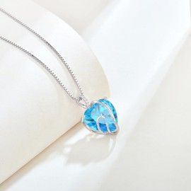 Starnny Heart Birthstone Chain Silver Women's 925 Infinity Necklace with 5A Cubic Zirconia for Women Mother Girlfriend Mum, Cubic Zirconia