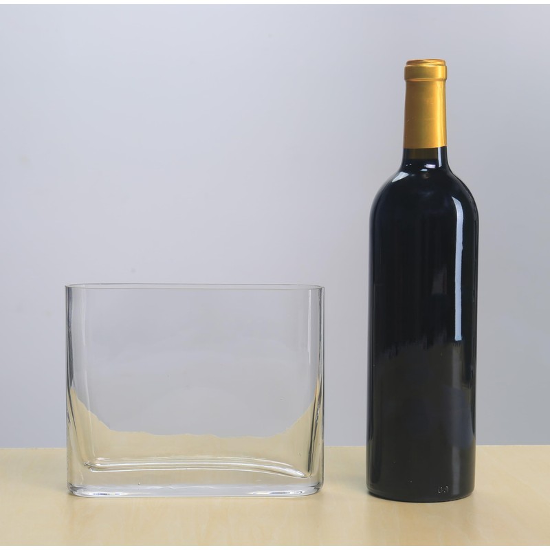 CYS EXCEL Glass Book Vase (H:6" Open:7"x2") Round Edge Oval