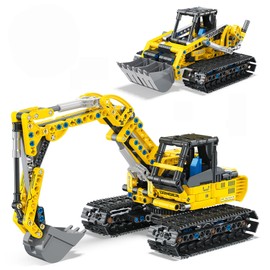 BeepZipp 2-in-1 Construction Vehicle Building Kit - Excavator & Bulldozer Toy Set for Kids Ages 8-12 | 399 Pieces STEM Learning Toys | Creative Birthday Gift for Boys & Girls