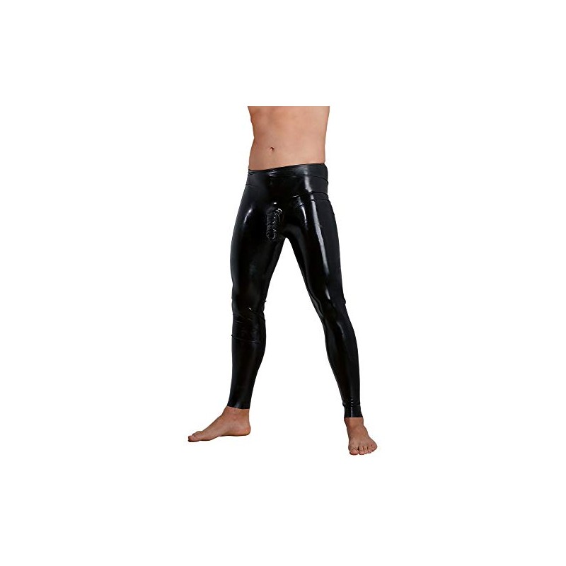 Late X Men's Smallleeve Latex Leggings, Large