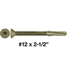 Jake Sales #12x2-1/2 Reamer Tek Torx/Star Head Self-Drilling Wood to Metal Screws - for Flatbeds, Trailers or Fastening Wood to Steel - T25 Torx Screw Head - (1 Pound Approx. 50 Screws)