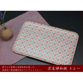 Tatsukraft Yuzen Washi Tray, M, 13.0 inches (33 cm), Plum Cherry Blossom Lattice, Dishwasher-Safe Tray, Fashionable Plastic, Large, Small, Large, Deep, Square, Rectangle, Western, Japanese, Modern,