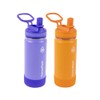 ThermoFlask Stainless Steel Bottles with Straw Lid, Purple and Orange, 16 Ounces, 2 Count