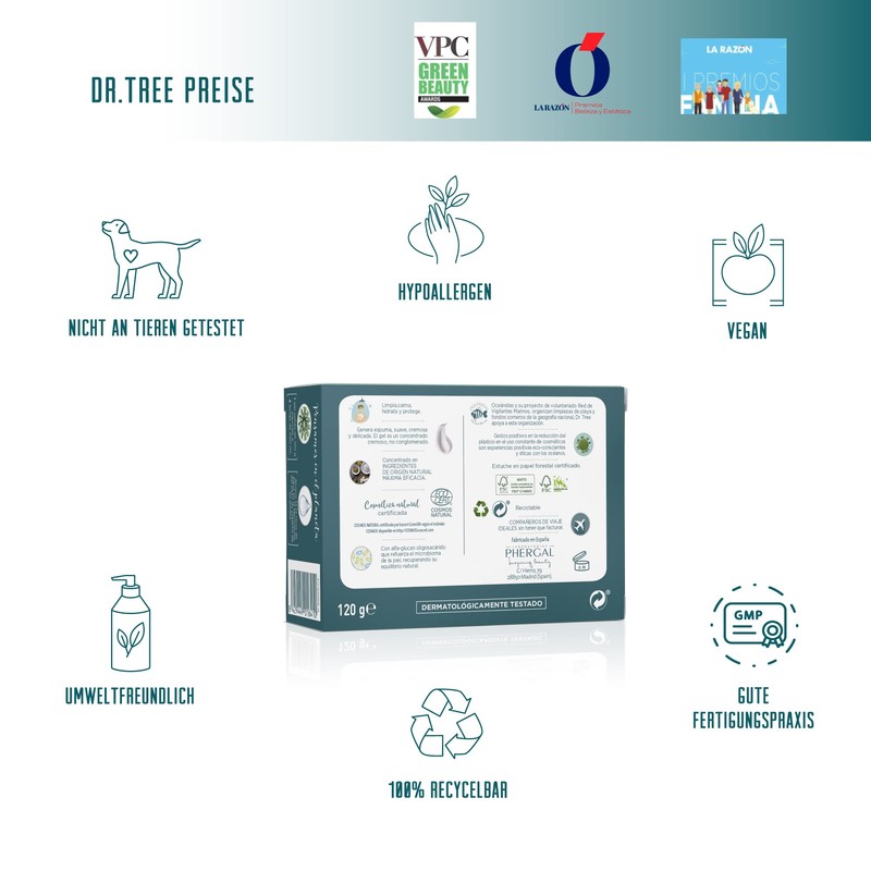 Dr. Tree Organic Solid Shower Gel for Frequent Use, Especially