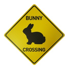 BTHUKO Bunny Silhouette Crossing 12" X 12" Funny Novelty Road Wall Decor Metal Aluminum Sign
