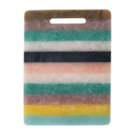 Creative Co-Op Marbled Resin Striped Cheese and Serving Board with Handle, Multicolor