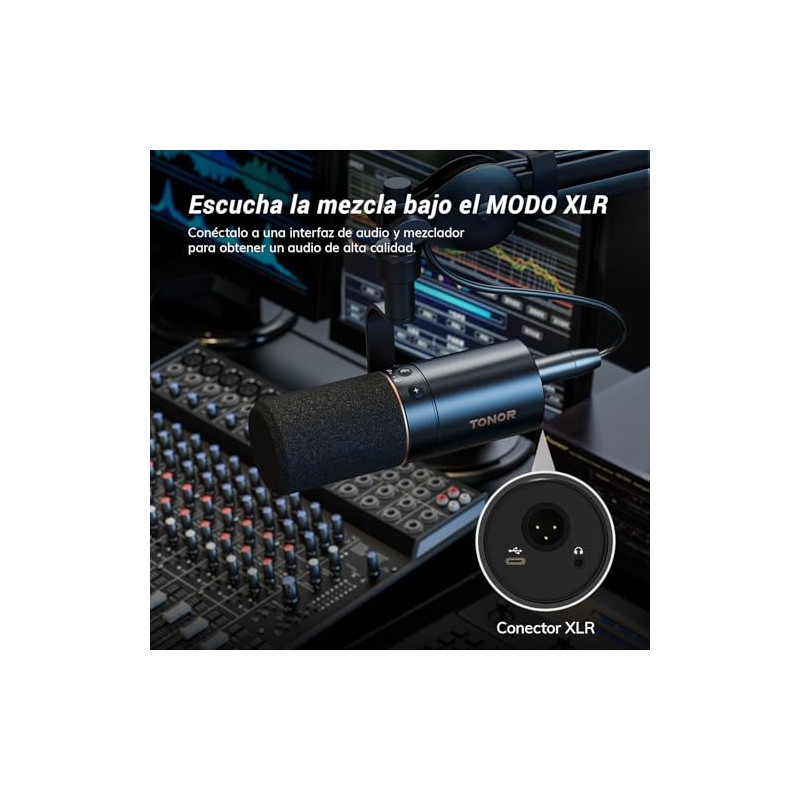 Micrófono Dinámico USB/XLR para PC, TONOR Profesional microphone Vocal con