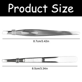 Bojueshaw 2pcs Eyebrow Tweezers Set,Stainless Steel Precision Tweezer,Facial Hair Remover for Women and Men,Plucking Beauty Tools for Travel