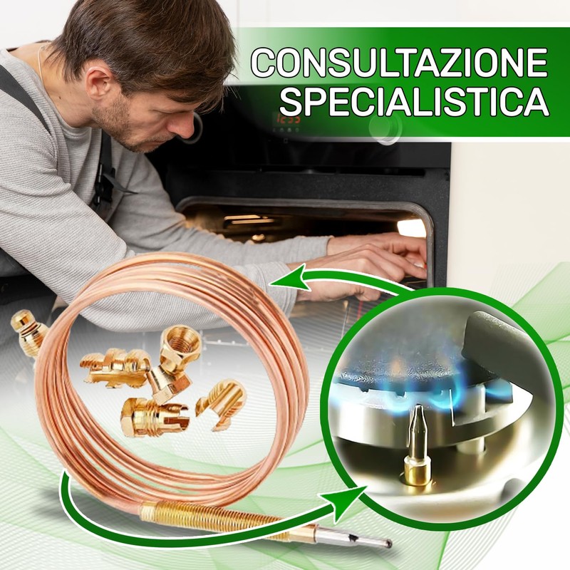 Universal Thermocouple 900 mm with 5 Nuts for the Oven