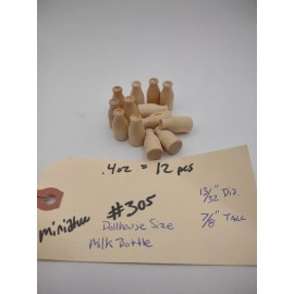 Dollhouse Miniature 7/8" Milk Bottle Unfinished Wooden 12pc Pack Lot #M013