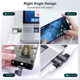 HanCenDa USB C Magnetic Adapter 240W, 24Pin Magnetic USB C 90 Degree Adapter Type C Adapter with USB4 40Gbps Data Transfer, 8K 60Hz Video