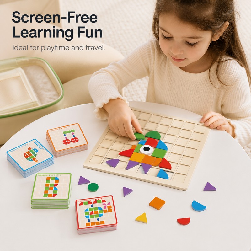 120-Piece Montessori-Inspired Matching Puzzle Set – Wooden Logic and Cognitive