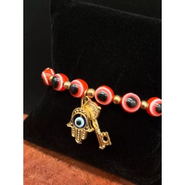 Evil Eye Red String Evil Eye St. Benedict Key Bracelet Macrame