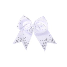 Big Hair Bows Ties Ponytail Holder Bow Hair Bands Glitter Rhinestones Hair Accessories for Women Cheerleading Birthday Wedding Party Supplies (White)