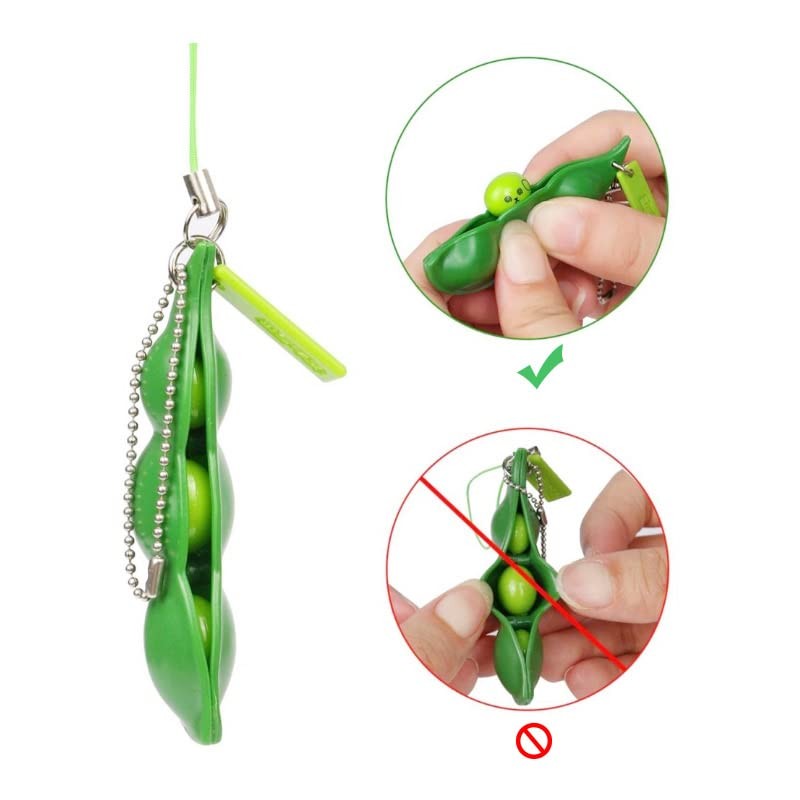 EROSPA® Funny Face Sugar Pea Bean Squeeze Keyring, Green