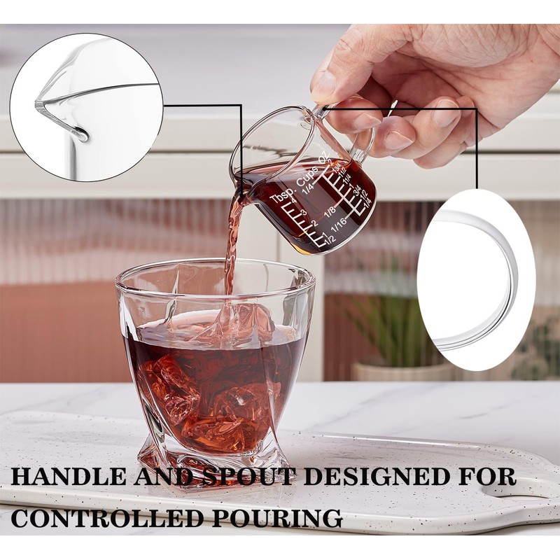 Ackers Etched Graduated Glass Measuring Cup - [Insulated Handle |