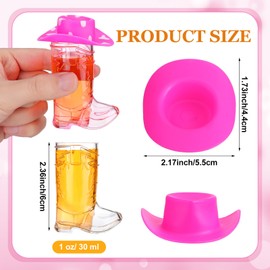 Yaomiao 80 Pcs Cowboys Shot Glass Includes 40 Pcs Cowboy Boot Shot Glass Cups 40 Pcs Western Cowboy Cowgirl Hat Plastic Cowgirl Party Supplies for Cowboy Cowgirl Bachelorette Party Supplies
