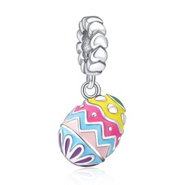 LaMenars Colored Eggs Charm for 925 Sterling Silver for Women's Bracelets & Necklaces Dangle Pendant for Christmas Day Valentine's Day Mother's Day Gifts for Girls