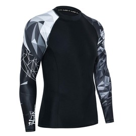 HUGE SPORTS Wildling Series UV Protection Quick Dry Compression Rash Guard for Men Lion L