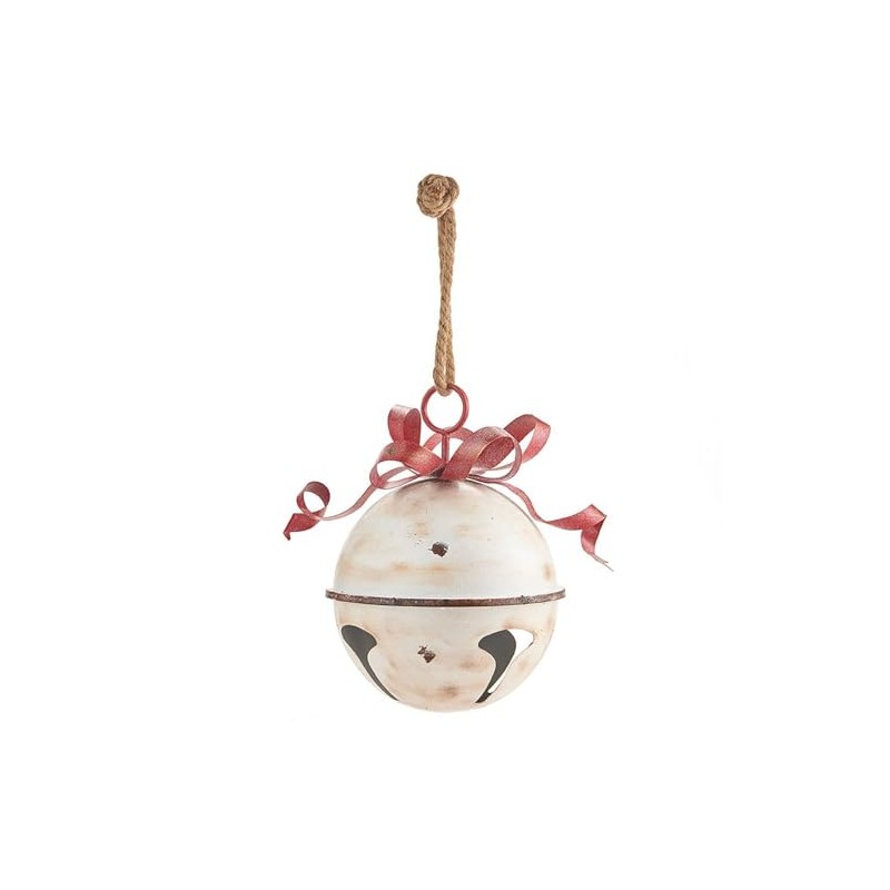 RAZ Imports Yuletide Gathering 13.75" White Glittered Jingle Bell with