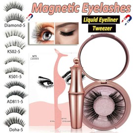 Magnetic Eyelashes False Eye Lashes Extension Liquid Eyeliner and Tweezer NEW (DOHA)