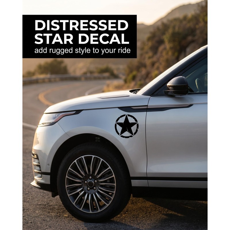 YIPFEN Star Car Stickers, Set of 2, Black, 15 cm,