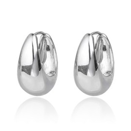 GLESOS Gold Hoop Earrings for Women, 18K White Gold Plated Hypoallergenic Lightweight Huggie Oval Earrings 028