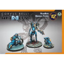 Infinity: O-12: RoadBots Highway Patrol - Unpainted Miniature by CORVUS Belli - Compatible with Infinity and Other Tabletop RPG TTRPG