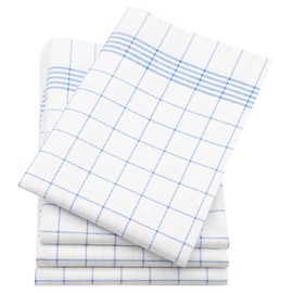 ZOLLNER Set of 4 Microfibre Tea Towels - Mixed Fabric in 43 x 60 cm - Absorbent and Durable Multifunctional Towels - Washable up to 95 °C - in White/Blue Checked - Oeko Tex® Certified