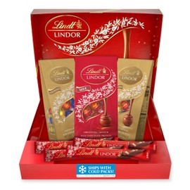 Lindt LINDOR Premium Chocolate Gift Box, Assorted Chocolate Candy with LINDOR Truffles and Sticks
